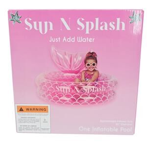 Sun N Splash Inflatable Toddler Kids Mermaid Pool Pink New